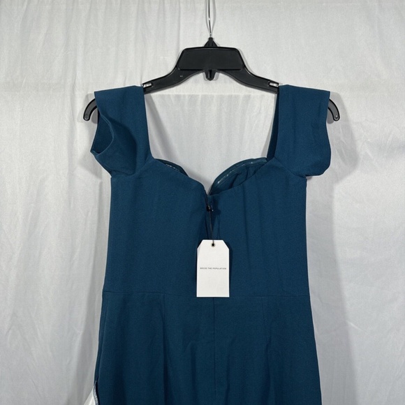 NWT $178 Dress the Population‎ [ Medium ] Bailey Off Shoulder Bodycon Dress Blue - Picture 7 of 12